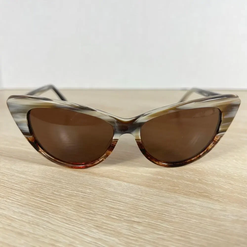 Corinne McCormack Annette 10201610 Sunglasses Striped Brown White 55-15-140
